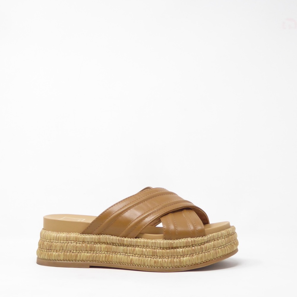 Dolce Vita Womens Weslee Sandals Brown Leather Platform Espadrille Slide Size 7